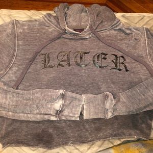 Material girl grey crop top with hood Sz Small